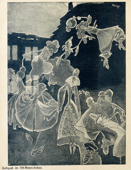 Lyonel Feininger (1871-1956), ‘Ballspuk im Ott-Heinrichsbau’, “Lustige Blätter&rdq