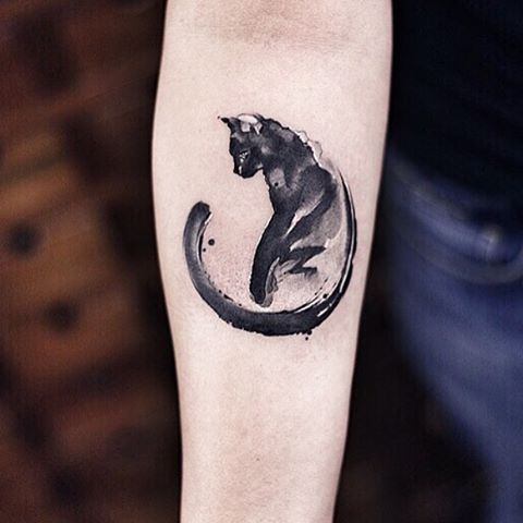 classylittletattoos:water colour cat tattoo… 