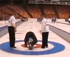 olympicanada:  Jeff Stoughton displaying why curling is the best sport at the Olympics. Announcer - 