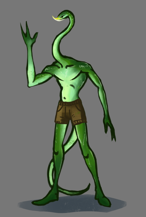 puttlefish:also hi this is my snake oc he’s green and can never find shorts that are long enou