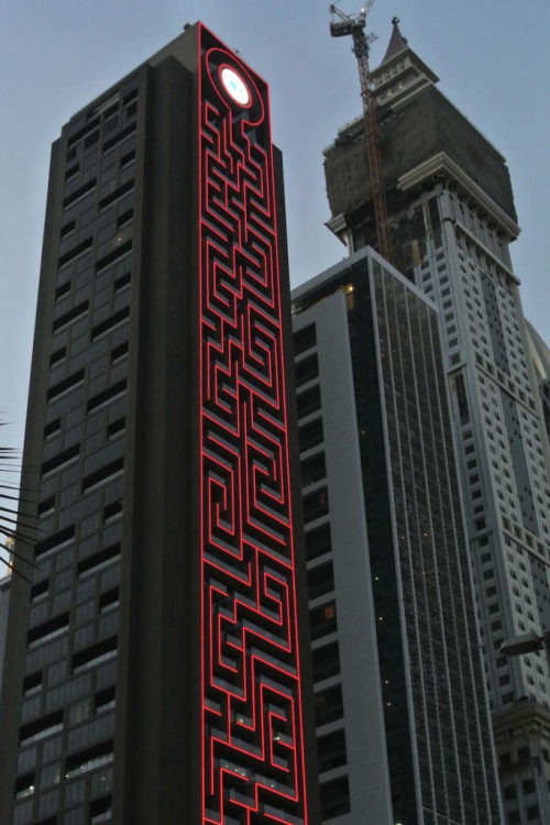 sixpenceee:  This is the   Rostamani Maze Tower. It is the world’s tallest vertical maze and is located in Dubai.  Where do I hit “start@?