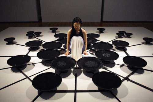 littlelimpstiff14u2: Artist  Lisa Park  Manipulates 48 Pools of Water with Her Mind Brain 