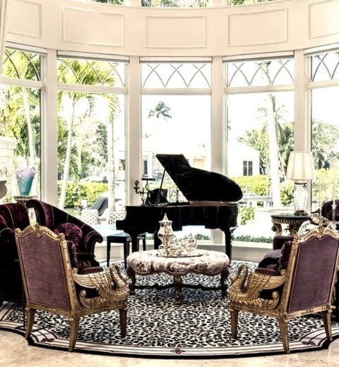Family Room Open In Miami Example Of A Large Classic Open Concept Marble Floor Family Room Design With