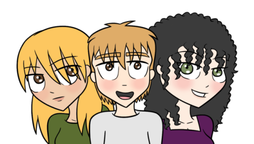 I experimented with drawing the 3 main characters from my webcomic in this very chibi-esque anime st