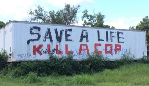 insurrectionnews: Anti-police graffiti in Tennessee, USA, since removed following a pro-police outcr
