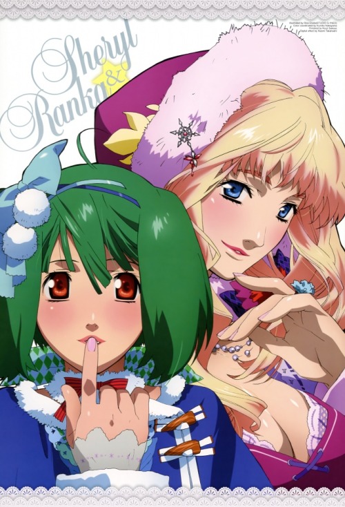 ebata risa macross macross frontier ranka lee sheryl nome christmas cleavage | #104456 | yande.re
