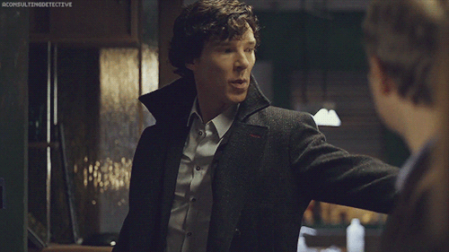 aconsultingdetective: Gratuitous Sherlock GIFs The book, John. The book. The key to cracking the cip