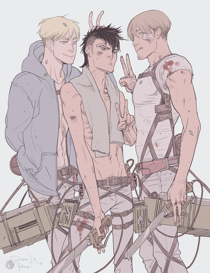 ricken-art:  SnK Fanart: Erwin, Nile and Mike in the early days. - Jan.20 2014 