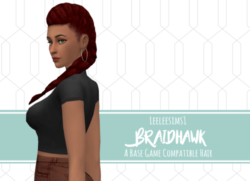 leeleesims1:Braidhawk - A Base Game Compatible HairAnother edit with one of the new base game hairs 