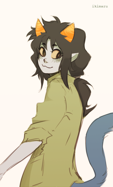 Anonymous: Feferi, Vriska and Aradia with short hair and Terezi Kanaya and Nepeta