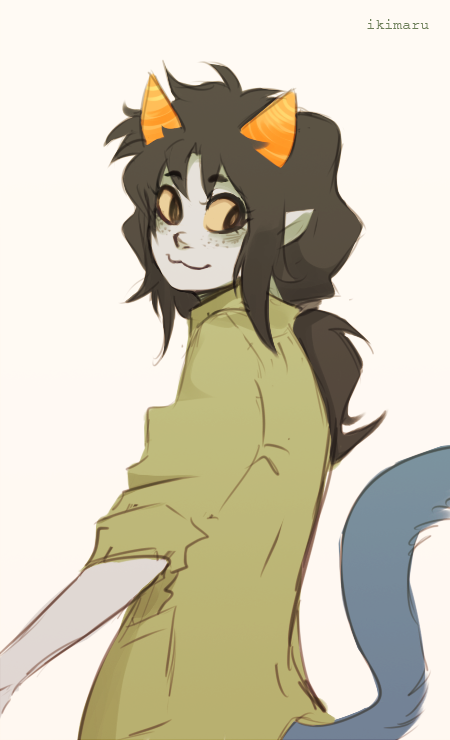 Anonymous: Feferi, Vriska and Aradia with short hair and Terezi Kanaya and Nepeta with long hair?   hella