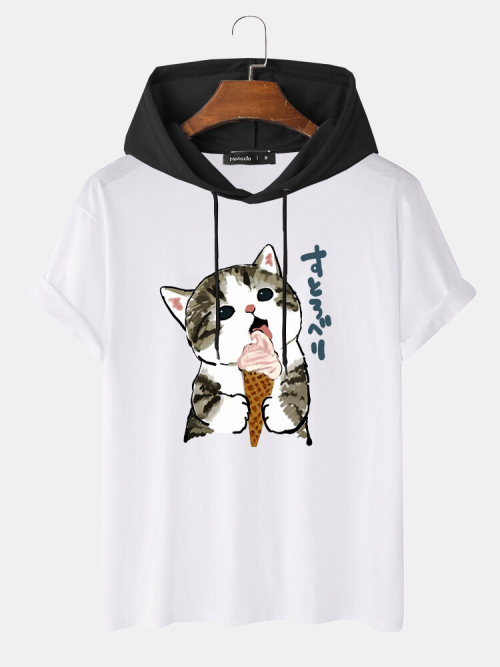 ncnew228:Mens Cotton Cute Cat Printed O-Neck Casual Short Sleeve T-ShirtsAll of them HERE20% OFF dis