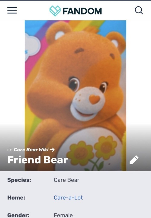 perkachow: dimetrodone: Imagine being Friend Bear and the embodiment of friendship in Care-a-Lot and