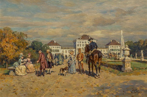 Wilhelm Velten (1847–1929)Rococo society in front of Nymphenburg Palace