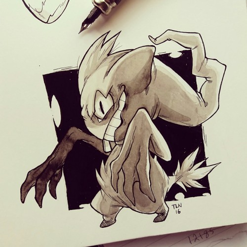 seagerdy:Inktober day 4, 5 and 6.Venonat, Venomoth and Banette.