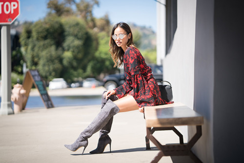 Fashion blogger jamie j jchung from whatthechung in Altezza Over the knee boots by M. GemiSource: wh