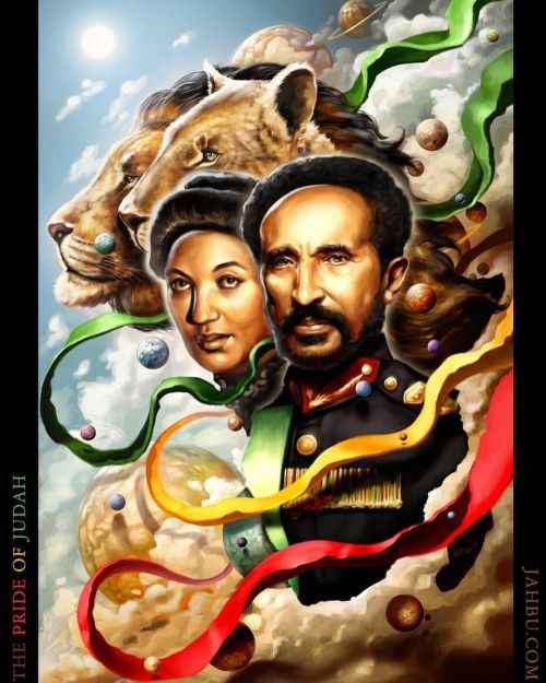 Emperor Haile Selassie I along side Empress Menen• The Pride of Judah  Canvases available on we