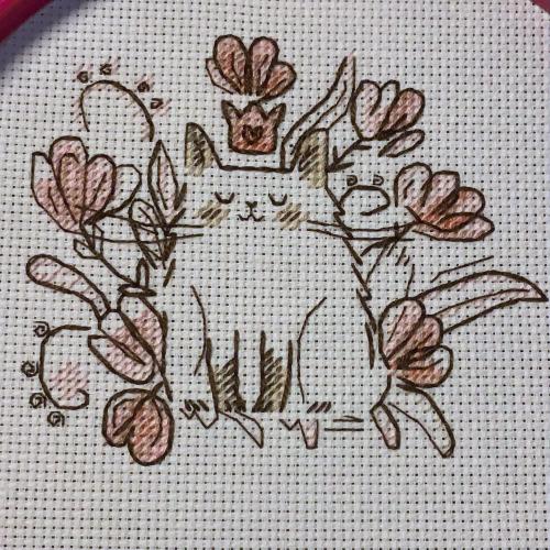 crossstitchworld:  My Marshmallow Cat! With