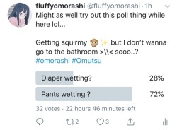 Pants wetting is winning so far and I’m about an 8/10😭*squirms*