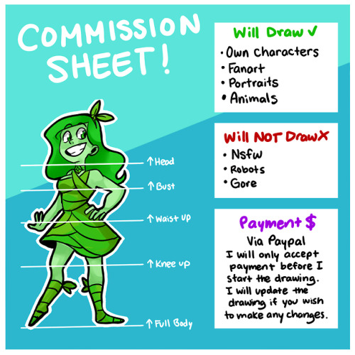 Update to my commission sheet! There is an unlimited amount of slots, and it will take about 1-5 days to finish the drawing(s) depending on the complexity and how busy I am. Please message me if you are interested!If you are interested in traditional work, message me for more information~ #commission#commissions#commission sheet#commission info#commissions open#oc commission#open commission#fanart#fanart commission#art commissions#commission work#su#steven unvierse#gemsona#furry#furry commission#animal#animal commission#sva #school of visual arts #oc#original character#cheap commission