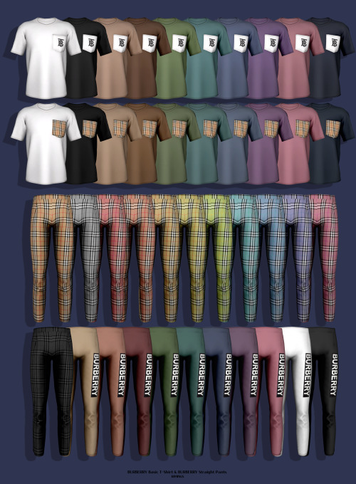 [RIMINGS] BURBERRY Basic T-Shirt &amp; BURBERRY Straight Pants - TOP / BOTTOM- NEW MESH- ALL LODS- N