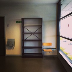 lonelychairsatcern:  #lonelychairsatcern chair and empty shelves #b40 #CERN