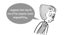 crystal-meepmorps: This was a comic I did after A Single Pale Rose, about Pearl’s issues with shapeshifting, and how she’s now able to talk about them, and Amethyst wanting to help her in her own way. I like to think that as Pearl starts to heal from