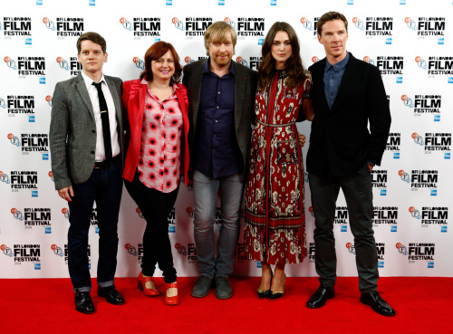 Benedict Cumberbatch, Allen Leech, Morten Tyldum, and Keira Knightley of The Imitation Game at the B