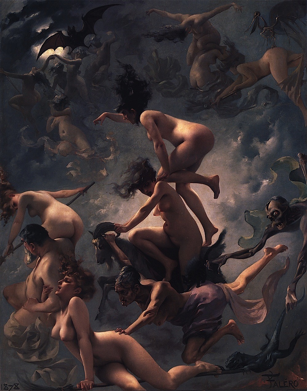 magictransistor:  Luis Ricardo Falero, Vision of Faust (Oil on canvas), 1878.  HURİLER