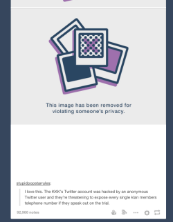 cyberjock:  Good job tumblr, protect those KKK members! 