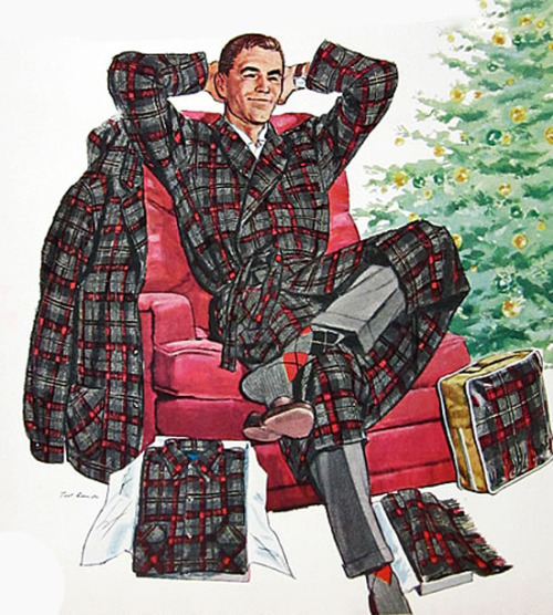 Christmas Pajamas, detail from 1961 Pendleton Mills ad.