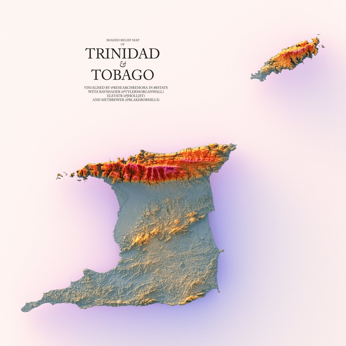 Shaded Relief Map Of Trinidad And Tobago By Maps On The Web Cc5399fbeb39707f953f703a403199bdf3226539