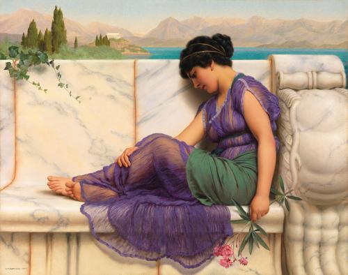 thee-gold-bug:John William Godward / Summer idleness; Day dreams / 1909