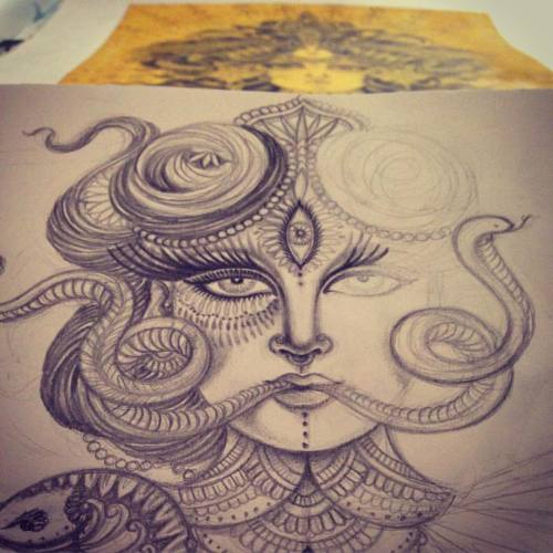 Working with Devi #sairahunjan #gypsydevi #thegirlwiththegoldenneedle #sacredart #goddeses #channell