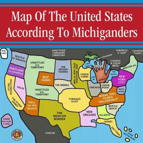 mapsontheweb:  The US according to Michiganders