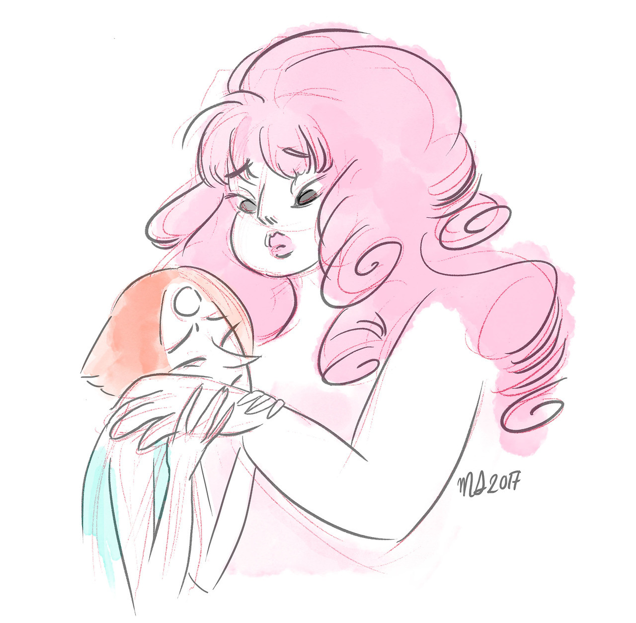 martadziedzic:Another quick sketch from steven universe. I kind of love the relationship