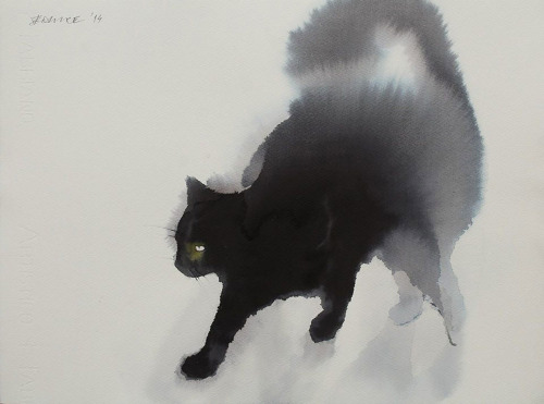 asylum-art: Spooky Watercolor And Ink Cats Flowing Onto Canvas By Endre Penovác                Artis