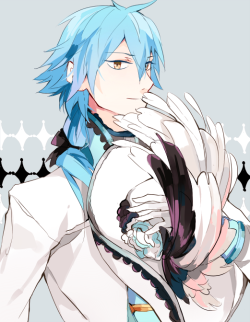 ryuucae:  everybody on twitter has been drawing aoba’s new gothic design, so, here is my piece ^^ 
