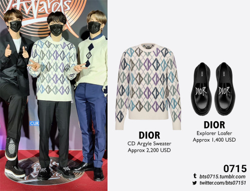 210109 | Yoongi : Golden Disc Awards DIOR - CD argyle sweater (x)  and explorer loafer (x)