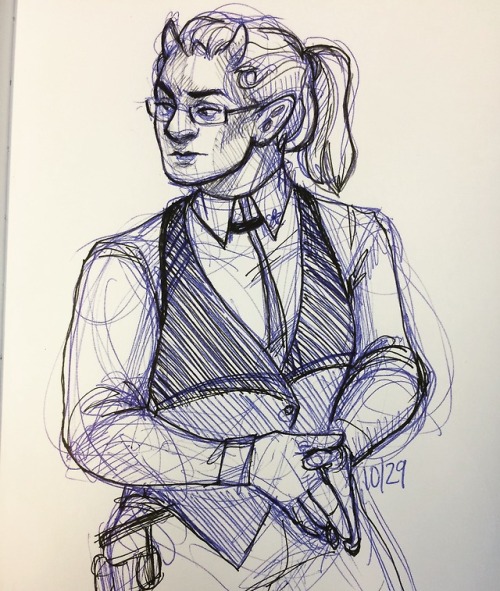 Im very gay for every single member of the beloved[ID: Three ink sketches. The first is of Signet, a