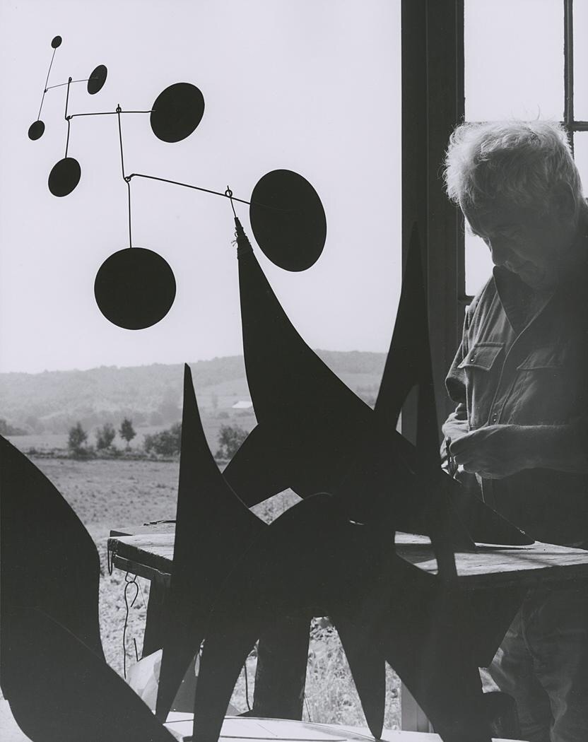 zzzze:Andreas Feininger Alexander Calder working on a mobile, 1964, Roxbury USA.