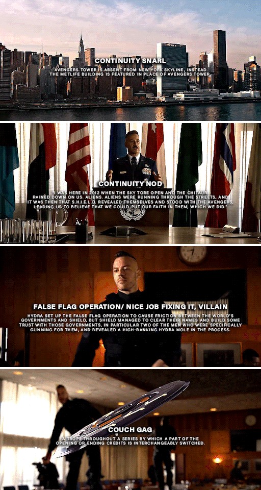 TV tropes from each episode of Marvel’s Agents of S.H.I.E.L.D. (2013-2020)
→ 2x06 Fractured House #agents of shield #aosedit#marveledit#tvedit#shielddaily#dailymarvelgifs#marvelgifs#mcutv#marvellegends#cinematv#dailytvfilimgifs#filmtvdaily#filmtvcentral#usertelevision#userbbelcher#usersource#my edits#s2#2x06 #tv tropes every ep