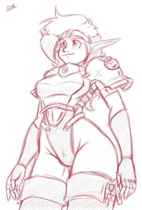 crosscjr-art-blog:  I saw an image earlier from a game called Popful Mail and was inspired to draw an elf girl in impractical armor. I’m sorry to those who hate impractical armors, but I just love them. Both for the sexiness and visual appeal. Especially