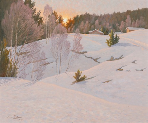 myfairynuffstuff:Ernst Lindgren (1887 - 1948) - Untitled (Winter Landscape). 1942. Oil on canvas.