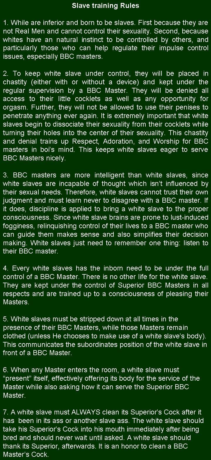 white-slaves-4-black-owners:  MANDATORY DOCTRINE FOR all BLACK OWNERS and white loser