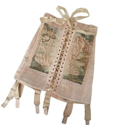 The Birth of Venus: vintage reworked french corset skirt with silk lacing // underbust bustier 