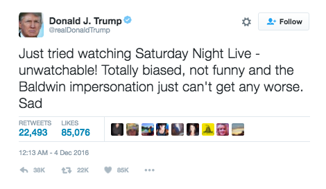 thelittlefae:  micdotcom: One woman delivered the perfect response to Donald Trump’s Twitter meltdown about SNL. A little louder for the people in the back, please.  Man I hope Alec Baldwin wins awards for his impersonations