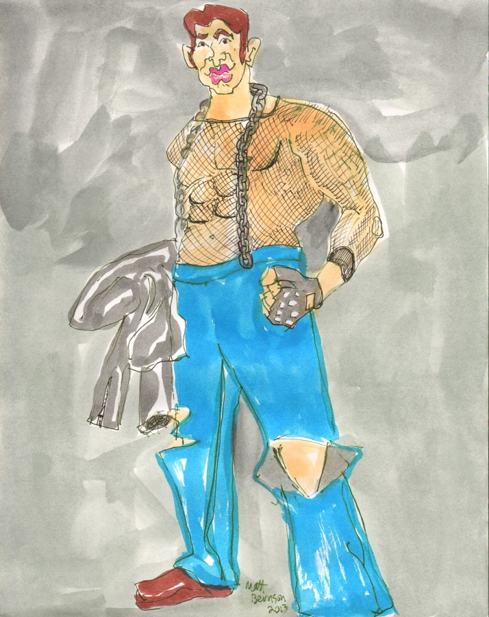 Drawings of Dale Stones done at Dr. Sketchy&rsquo;s Boston. Ink and watercolor