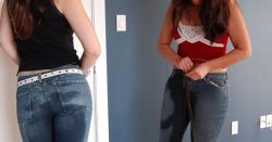 Just Pinned to Jeans and wetlook: Girl Peeing