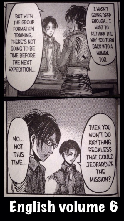 yoshidaeri: While re-reading chapter 26 I noticed this interaction between Levi and Hanji. Since the